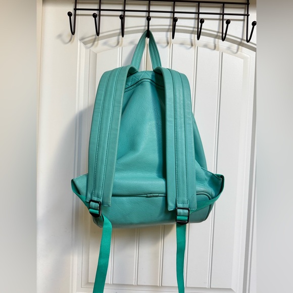 John Fluevog Rhiannon Traditional Backpack in Turquoise Leather 14” by 11” by 8” - Picture 5 of 15
